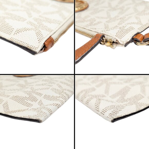 Michael Kors White Signature Large Jet Set PVC Wristlet Wallet Pouch - Picture 5 of 7